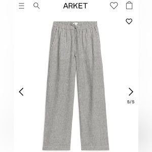 Arket linen stripe drawstring trouser XS
